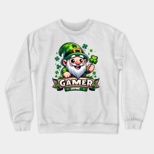 Gamer Gnomie - St. Patrick's Day Gnome Crewneck Sweatshirt